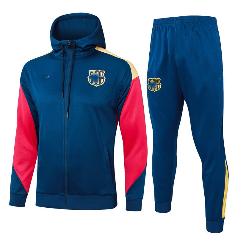 Generic Autumn Winter Warm-up PSG Inter Barca Soccer Hooded Jacket F602# Long-pull hat in the sun 