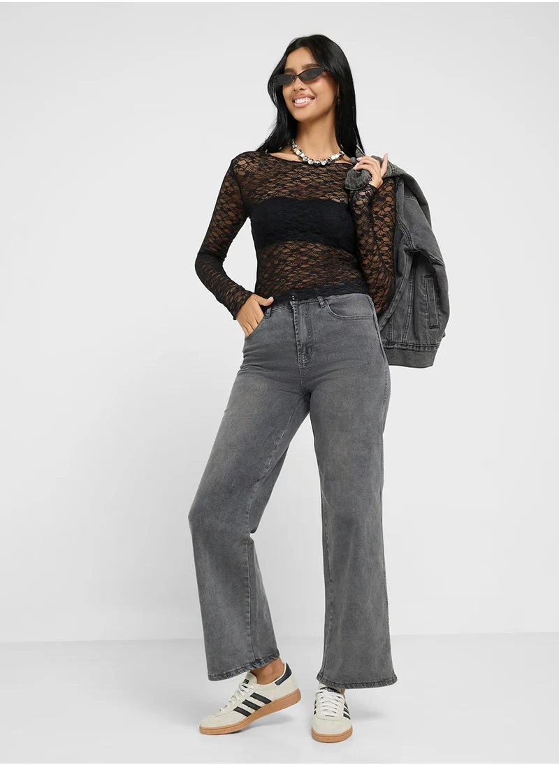 جينجر Mid Rise Straight Fit Jeans