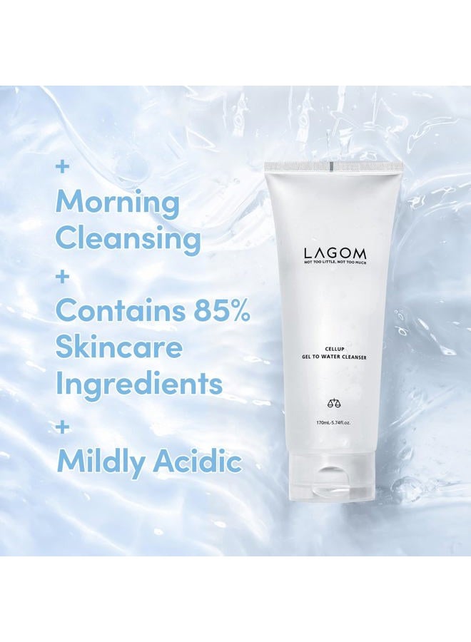 LAGOM Cellup Gel To Water Cleanser, Gentle Morning Face Wash with Hydrating Aqualicia, Non-Foaming Jelly Texture for Daily Use, low-irritation,K-Skincare 5.74 Fl Oz - Image 2