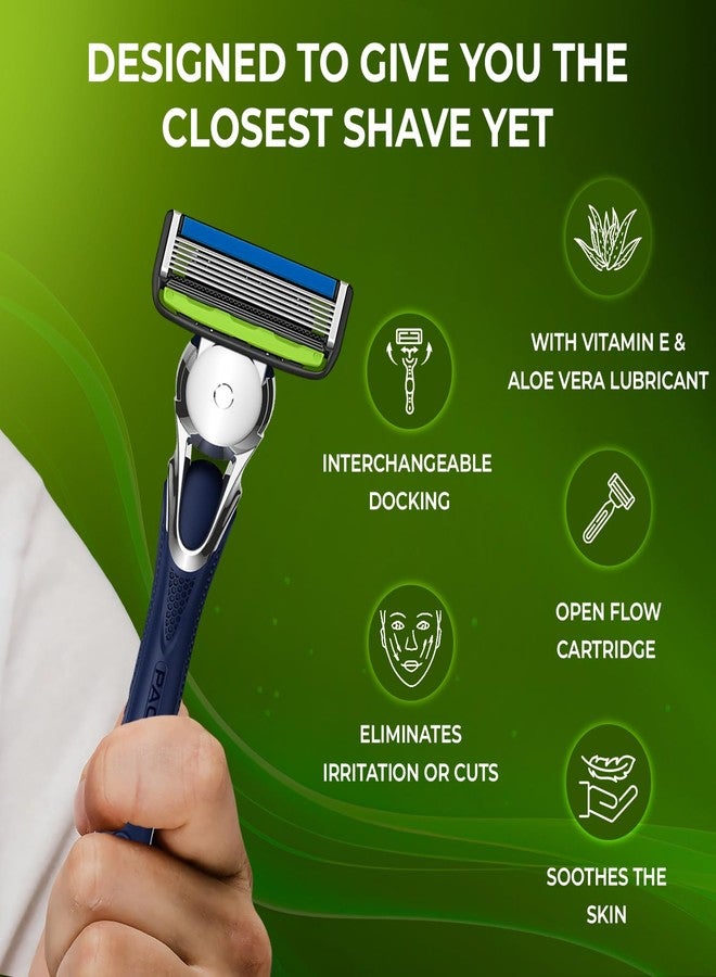 Dorco Pace 6 Pro 3D Motion Shaving Razor for Men | 1 Handle + 4 Cartridge Set | Lubrication strip with Chamomile, Olive Oil & Allantoin | Long-lasting | Precision blades - Image 4