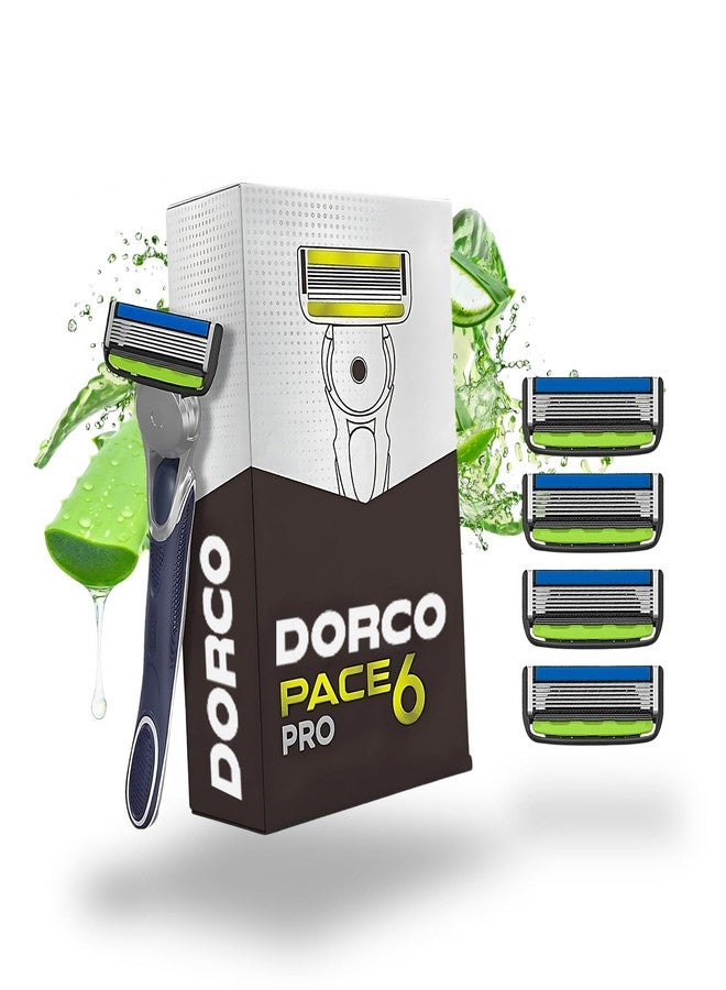 Dorco Pace 6 Pro 3D Motion Shaving Razor for Men | 1 Handle + 4 Cartridge Set | Lubrication strip with Chamomile, Olive Oil & Allantoin | Long-lasting | Precision blades - Image 1