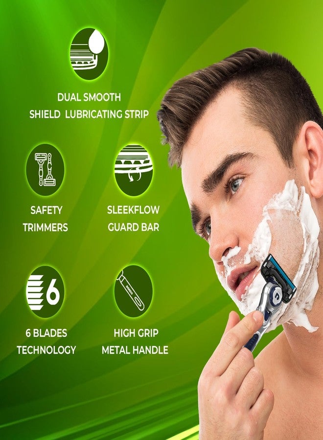 Dorco Pace 6 Pro 3D Motion Shaving Razor for Men | 1 Handle + 4 Cartridge Set | Lubrication strip with Chamomile, Olive Oil & Allantoin | Long-lasting | Precision blades - Image 3