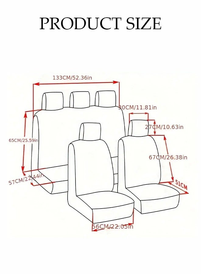 DUNISO Nine-Piece Set Of Five-Passenger Car Seat Covers, Front And Rear Split Bench Seat Protection, Universal Gray Flat Fabric Cover, Easy To Install, Front Seat Cover With Matching Rear Seat Cover, Car Seat Covers - Image 2