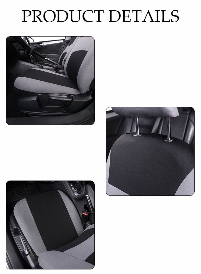 DUNISO Nine-Piece Set Of Five-Passenger Car Seat Covers, Front And Rear Split Bench Seat Protection, Universal Gray Flat Fabric Cover, Easy To Install, Front Seat Cover With Matching Rear Seat Cover, Car Seat Covers - Image 3