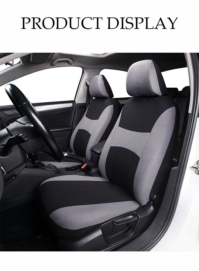 DUNISO Nine-Piece Set Of Five-Passenger Car Seat Covers, Front And Rear Split Bench Seat Protection, Universal Gray Flat Fabric Cover, Easy To Install, Front Seat Cover With Matching Rear Seat Cover, Car Seat Covers - Image 4