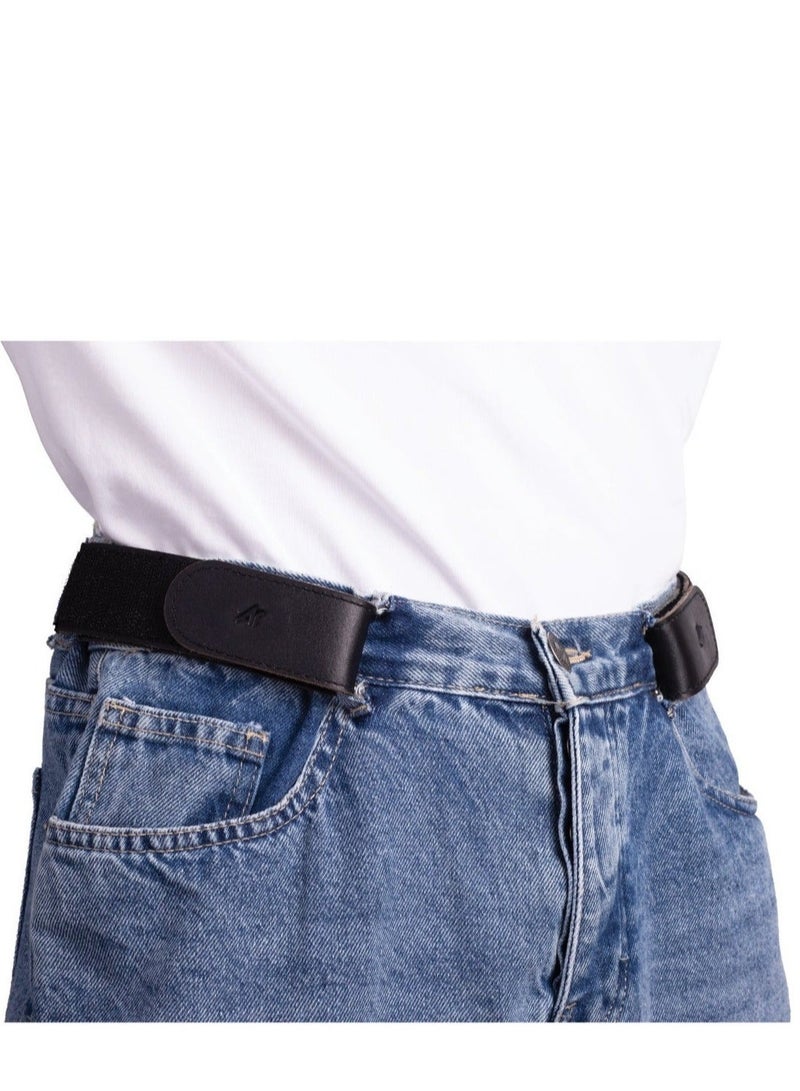Ar supply Ar Comfort Belt X2 by Arij Bags | Genuine Leather No Buckle Belt, Pants Waist Adjuster, Velcro Closure (Black) - Image 2