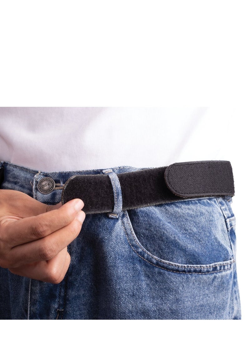 Ar supply Ar Comfort Belt X2 by Arij Bags | Genuine Leather No Buckle Belt, Pants Waist Adjuster, Velcro Closure (Black) - Image 4