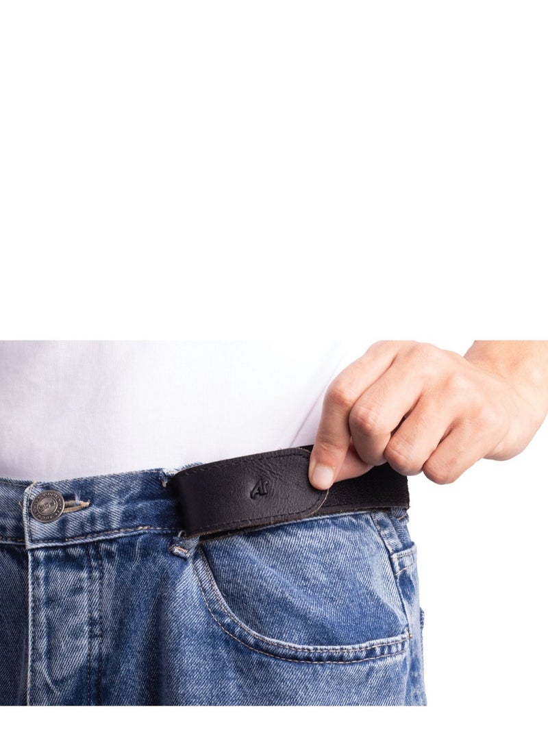 Ar supply Ar Comfort Belt X2 by Arij Bags | Genuine Leather No Buckle Belt, Pants Waist Adjuster, Velcro Closure (Black) - Image 5