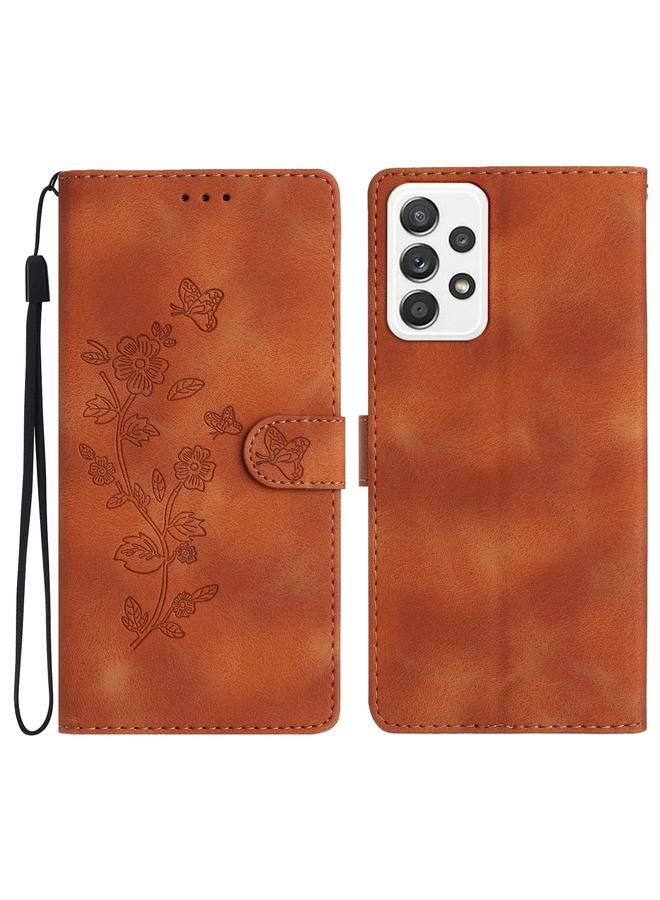 S-TOP Case For Samsung Galaxy A73 5G Flower Butterfly Embossing Pattern Leather Phone Case - Image 1