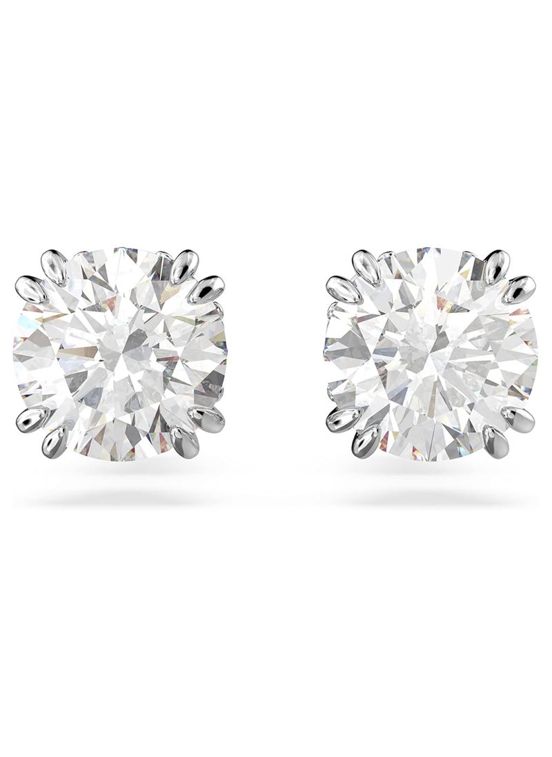 SWAROVSKI - Swarovski Stilla stud earrings, Round cut, White, Rhodium plated - Image 1