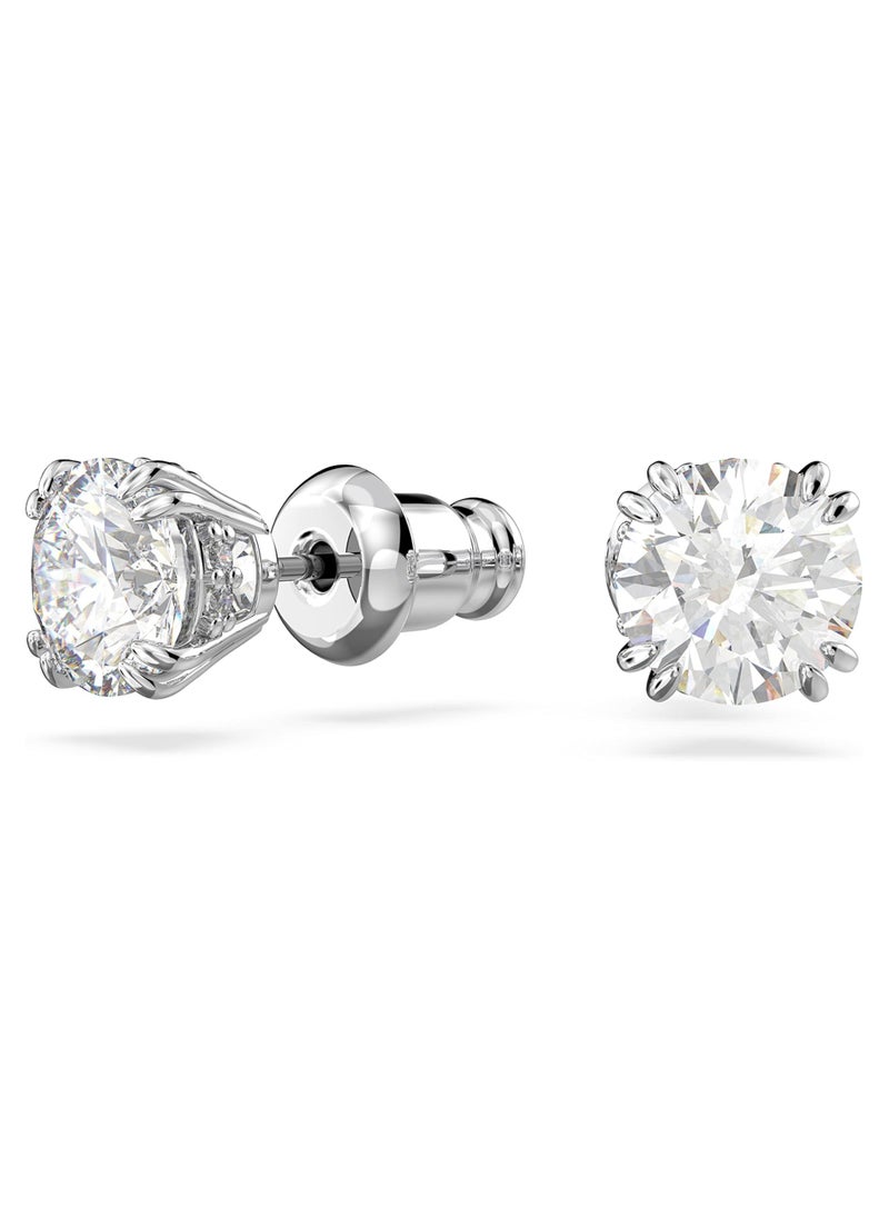SWAROVSKI - Swarovski Stilla stud earrings, Round cut, White, Rhodium plated - Image 1