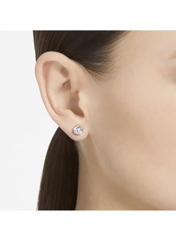 SWAROVSKI - Swarovski Stilla stud earrings, Round cut, White, Rhodium plated - Image 1