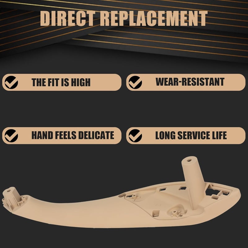 WEILEITE Front Interior Door Pull Handle Grab Armrest Compatible with 320i,328i,330i,340i,418i,420i,428i,430i,435i,440i & BMW 3 Series 4 Series Replace 51417279311(Beige,Right Passenger Side) - Image 3