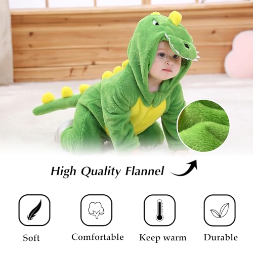 TONWHAR Infant And Toddler Halloween Cosplay Costume Kids' Animal Outfit Snowsuit(6-12 Months,Green Dinosaur) - Image 5