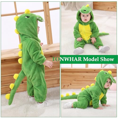 TONWHAR Infant And Toddler Halloween Cosplay Costume Kids' Animal Outfit Snowsuit(6-12 Months,Green Dinosaur) - Image 2