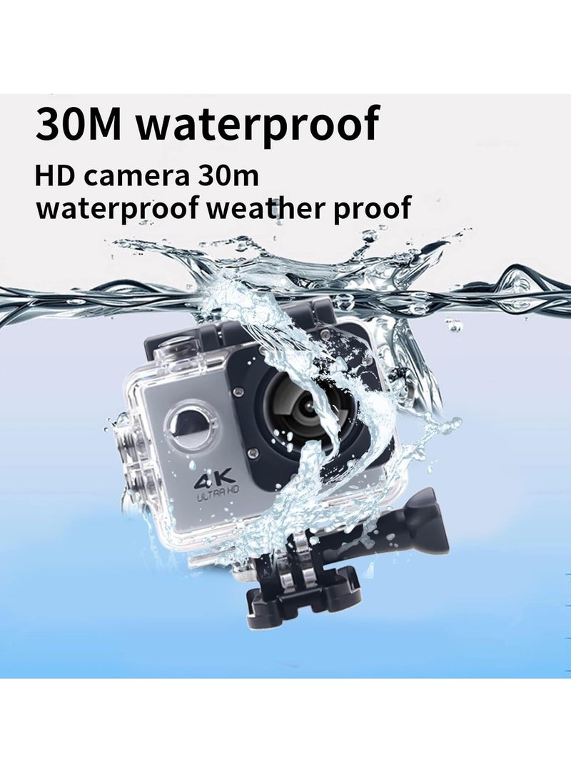 4k Ultra HD Action Camera, 30fps Anti Shake EIS Sports Cameras, Lightweight Waterproof Underwater Camera, Portable Durable Wide Angle Video Camera For Outdoor Sports, (1pc, Blue) - Image 3