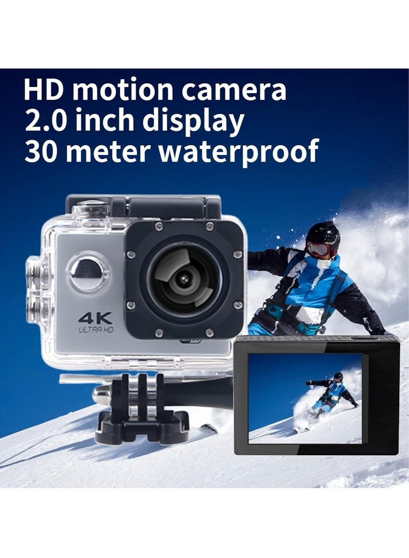4k Ultra HD Action Camera, 30fps Anti Shake EIS Sports Cameras, Lightweight Waterproof Underwater Camera, Portable Durable Wide Angle Video Camera For Outdoor Sports, (1pc, Blue) - Image 4