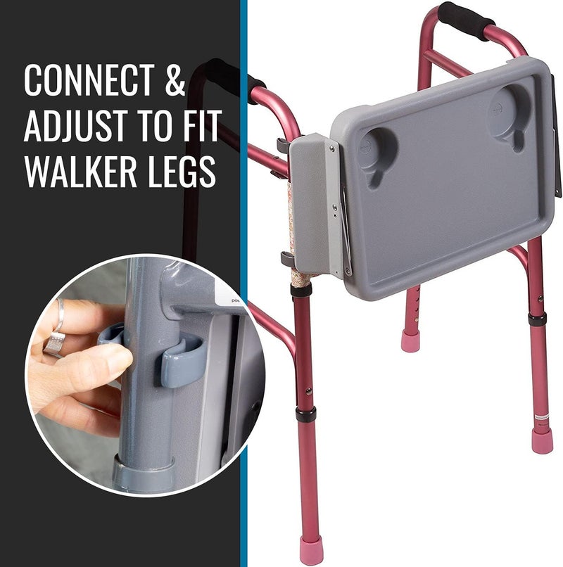 DMI Walker Tray Rollator Tray Mobility and Walker Accessory Tray Table Fits Most Standard Walkers Folding with Two Cup Holders and Tool Free Assembly 16 x 118 inch - Image 5