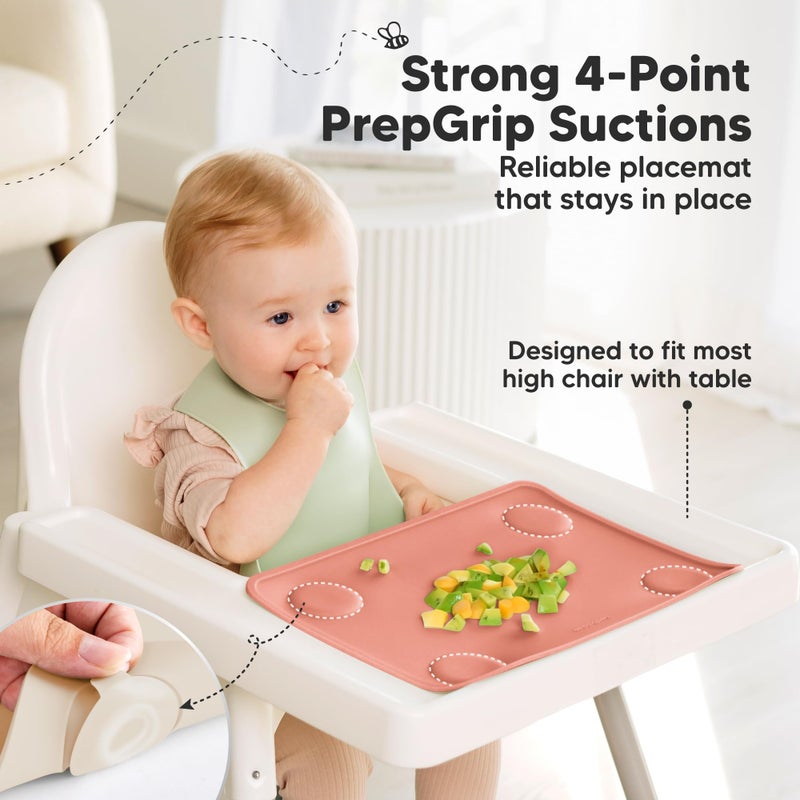 KeaBabies 2pk Silicone Placemats for Toddlers, Kids - 12x9 Non Slip Suction Baby Silicone Placemat for Restaurants, Dining Table,Travel,Easy to Clean,Food Grade/BPA-Free,Small Baby Table Mat(Roseate) - Image 4