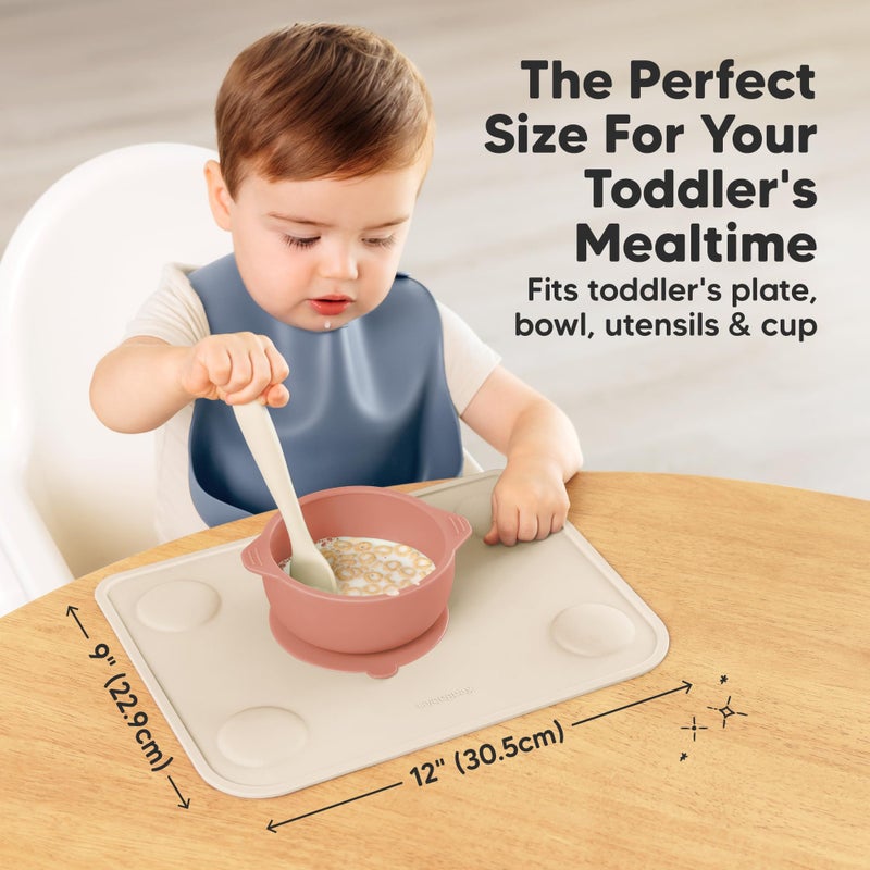 KeaBabies 2pk Silicone Placemats for Toddlers, Kids - 12x9 Non Slip Suction Baby Silicone Placemat for Restaurants, Dining Table,Travel,Easy to Clean,Food Grade/BPA-Free,Small Baby Table Mat(Roseate) - Image 3
