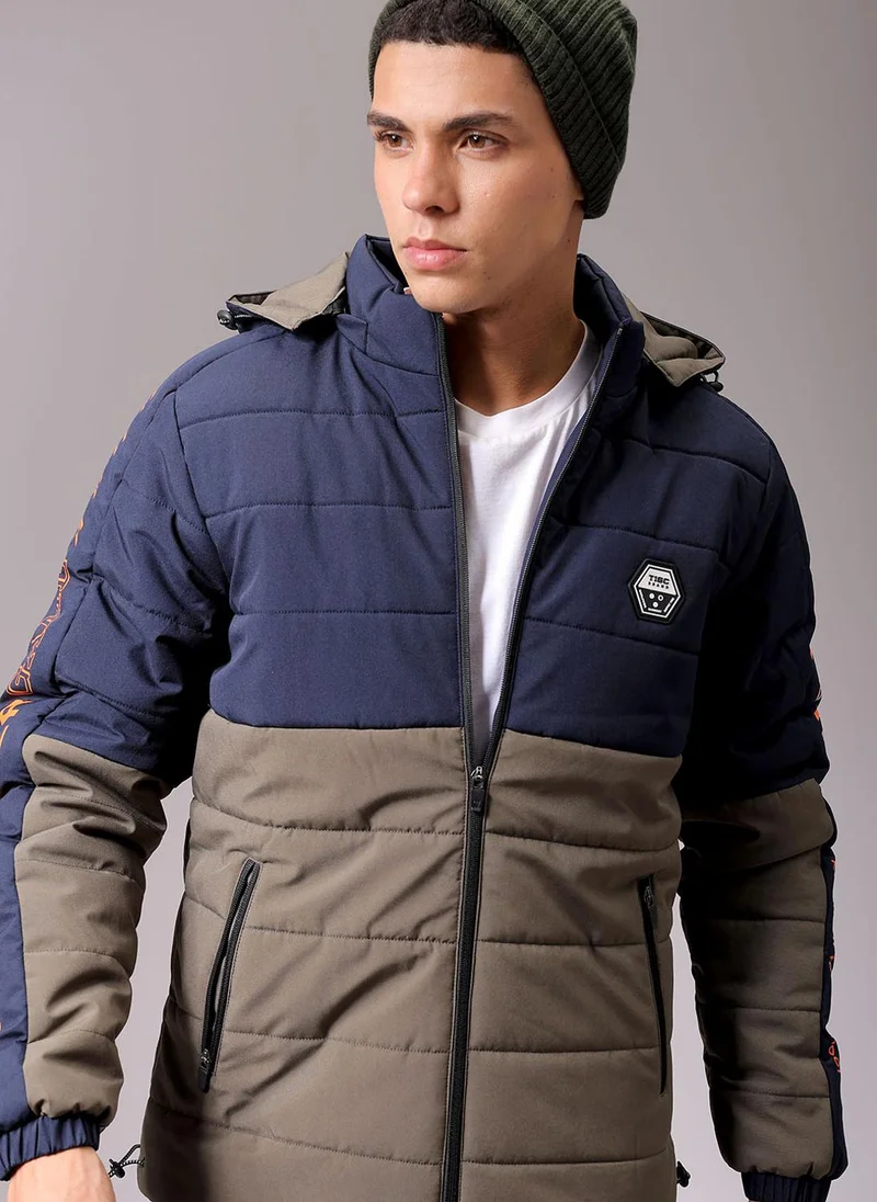 The Indian Garage Co Men Slim Fit Graphic Puffer Jackets
