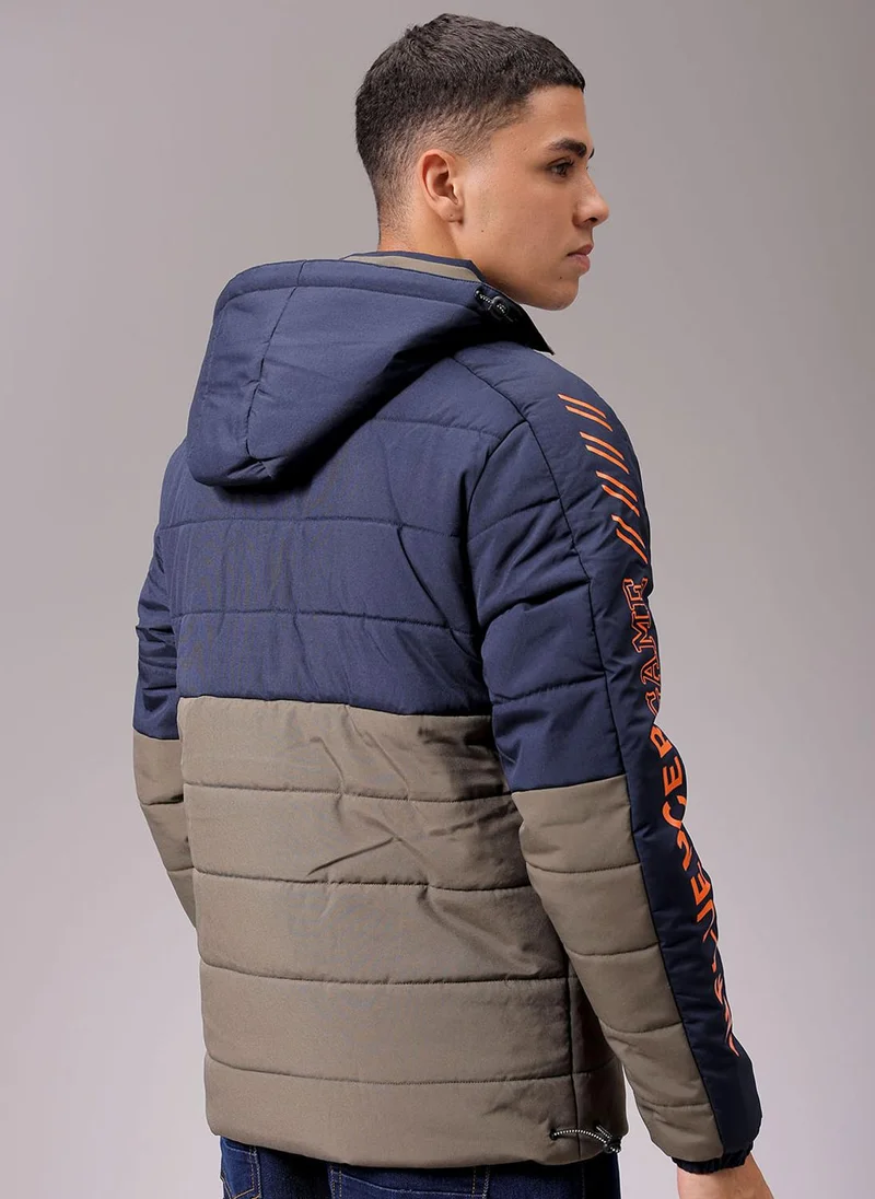 The Indian Garage Co Men Slim Fit Graphic Puffer Jackets