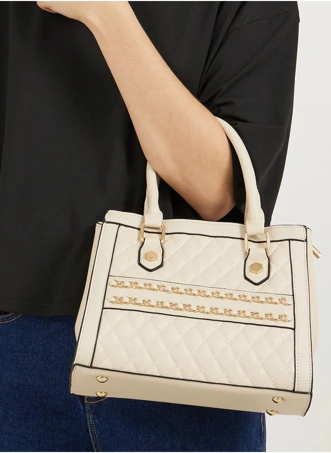 Styli Quilted Handbag with Adjustable Strap and Zip Closure