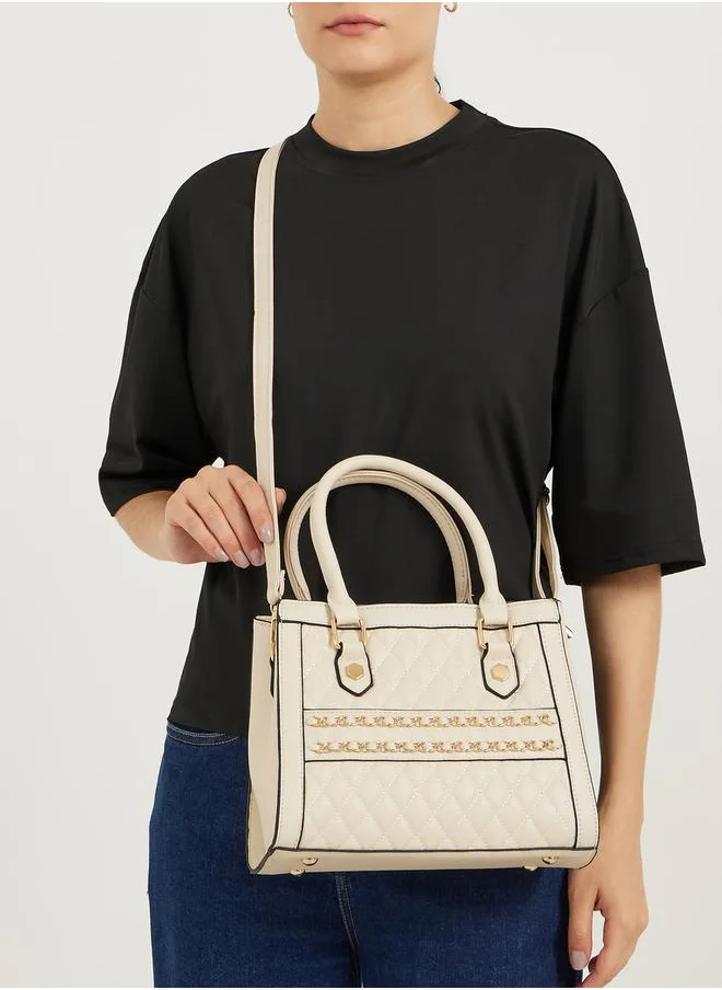 Styli Quilted Handbag with Adjustable Strap and Zip Closure