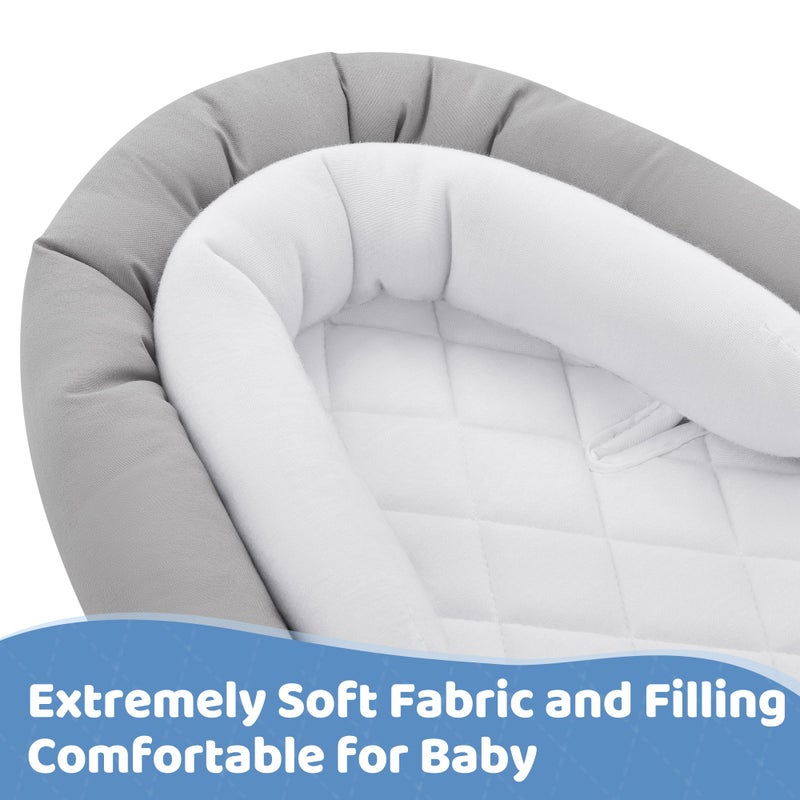 Pro Goleem Infant Car Seat Insert, Babybody Support for Toddler, Soft Minky Preemie Car Seat Insert, 2-in-1 Reversible, Perfect for Carseats, Strollers, Swings, White and Grey - Image 4