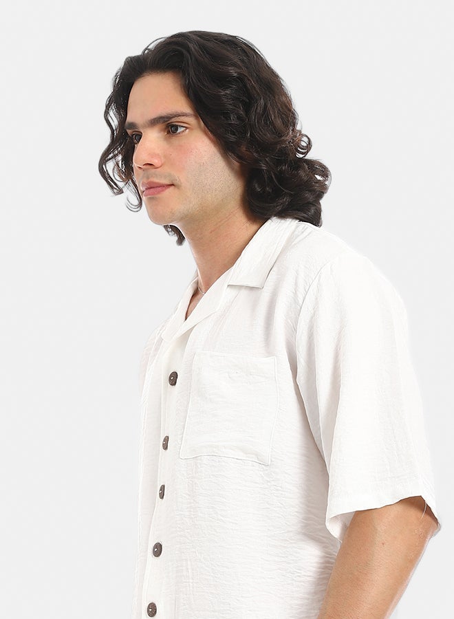 Red Circle Linen Turn Down Collar Shirt and Pants Set - Image 4