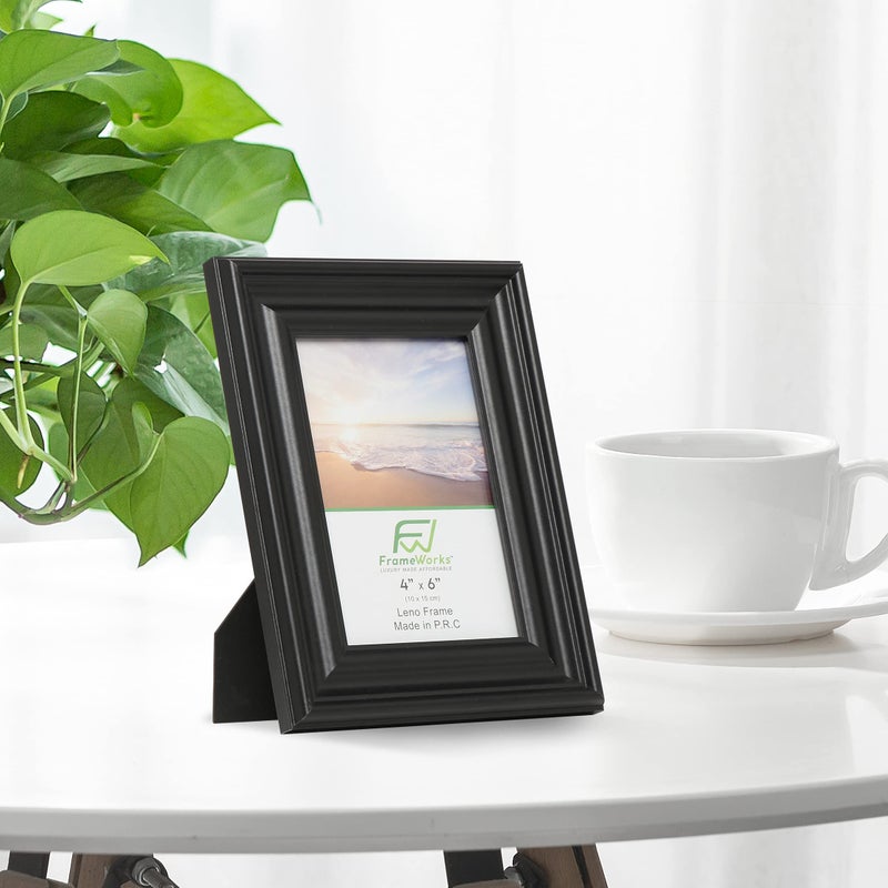 FrameWorks الأطر - 2 عبوة - 4 × 6 إطارات صور خشبية سوداء مع حواف مصبوبة واسعة الفاخرة والزجاج المقسى - Image 2