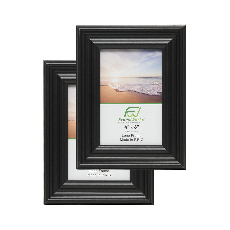 FrameWorks الأطر - 2 عبوة - 4 × 6 إطارات صور خشبية سوداء مع حواف مصبوبة واسعة الفاخرة والزجاج المقسى - Image 1