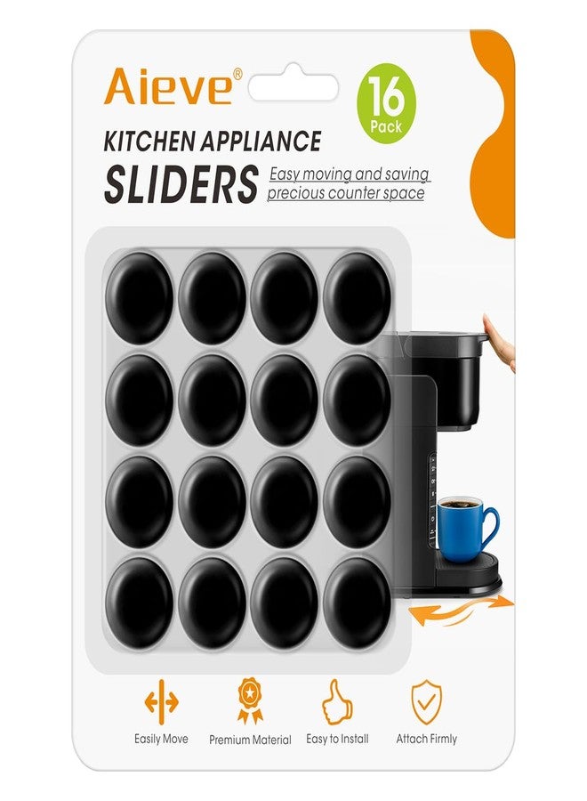 Aieve Black Appliance Slider, 16 Pcs Self Adhesive Appliances Sliders Countertop Caster Wheels, Kitchen Essentials Organization Home Must Have Gadgets - Image 1