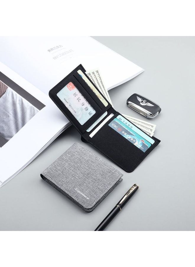Canvas Wallet Men's Fashion Brand Simple Casual Student Wallet Multi-functional Driving License Integrated Bag Multi-card Card Holder-Color:Blue