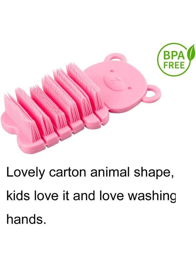JINCH Nail Scrubber Brush Kids, Hands Finger Nails Scrub Scrubbing Cleaning Washing Brushes with Soft Bristle for Baby Toddler and Children, Animal Style and 2 Colours Choice (Pink)  - Image 2