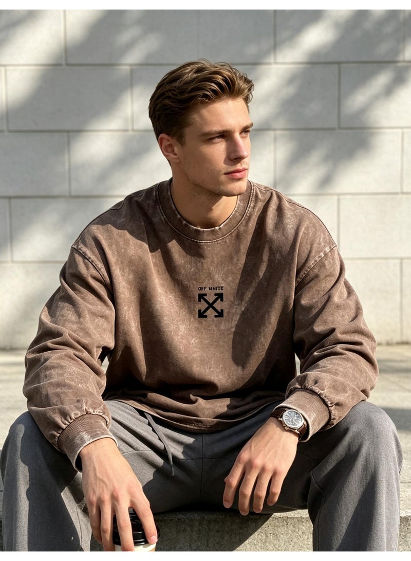 OFF-WHITE Men and women with the same round neck loose long sleeve T-shirt - Image 2