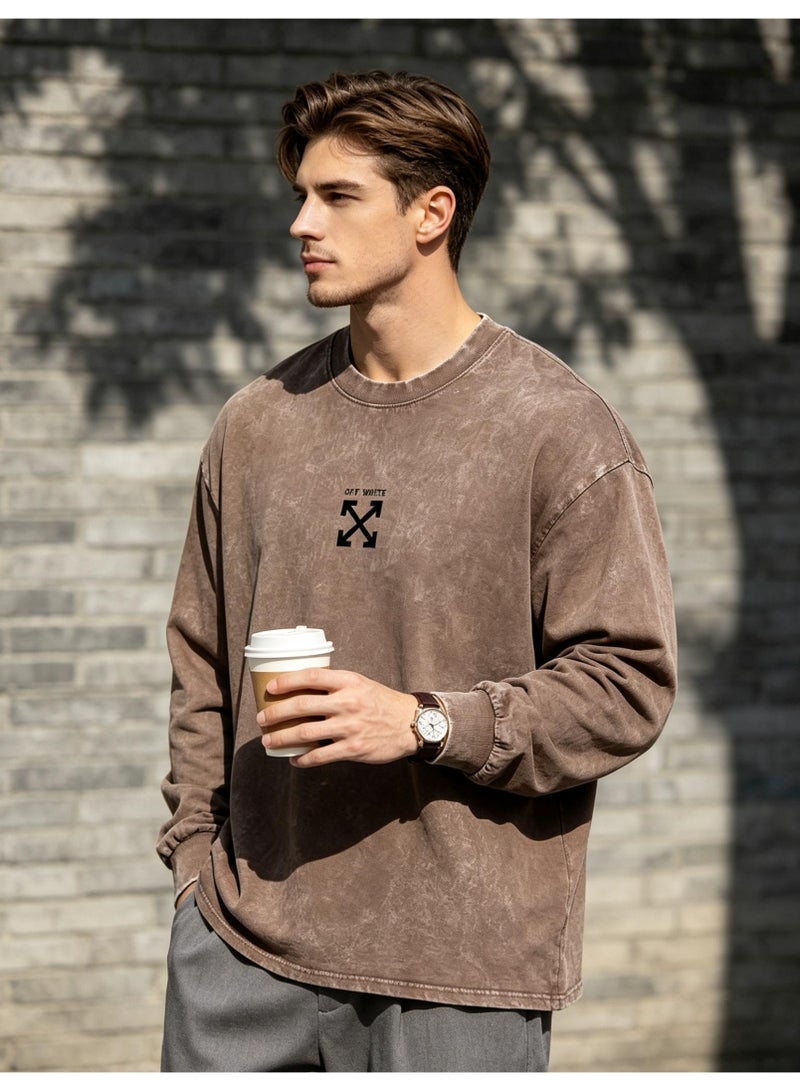 OFF-WHITE Men and women with the same round neck loose long sleeve T-shirt - Image 4