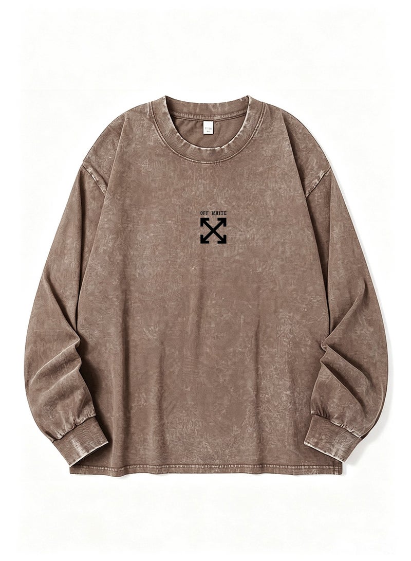 OFF-WHITE Men and women with the same round neck loose long sleeve T-shirt - Image 5