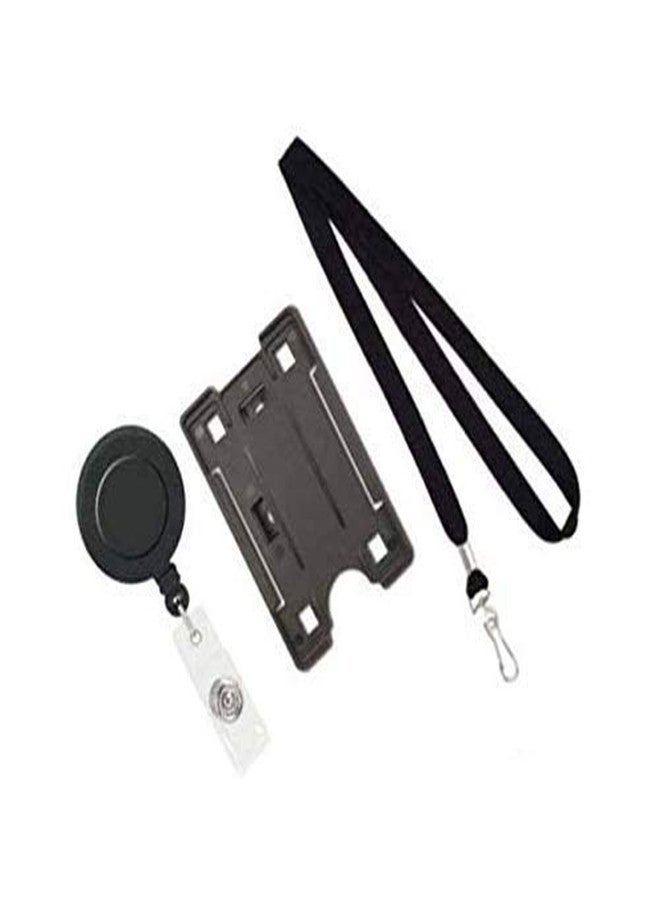 JSMSH ID Card Holder with Neck Lanyard & Retractable Reel YOYO (Black, Pack of 1) - Image 1