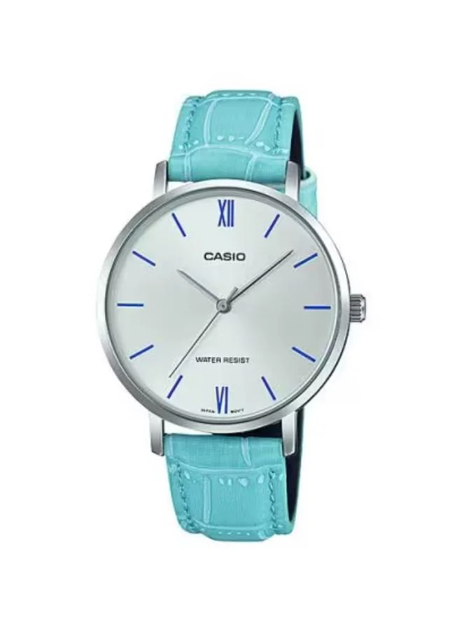 CASIO Women's Analog Display Watch With Blue Leather Strap - LTP-VT01L-7B3