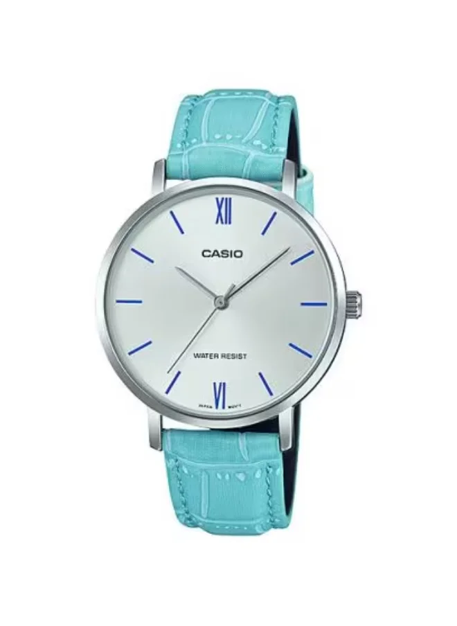 كاسيو Women's Leather Analog Watch LTP-VT01L-7B3 - 34 mm