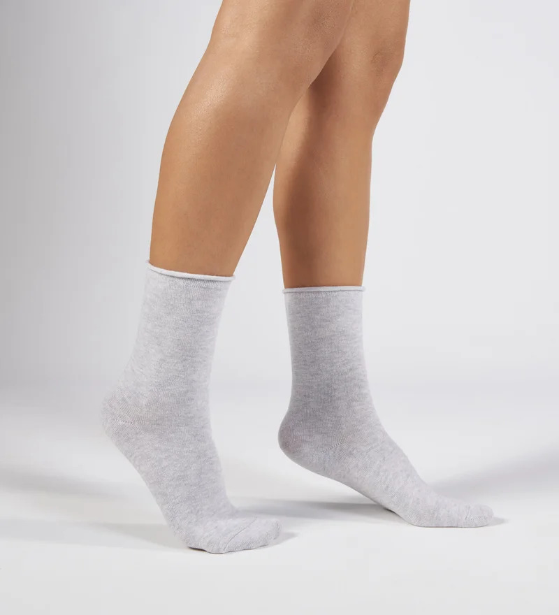 فوروينا 3 Pack Lilac, Pink and Gray Cotton Elastic Seamless Women's Socks