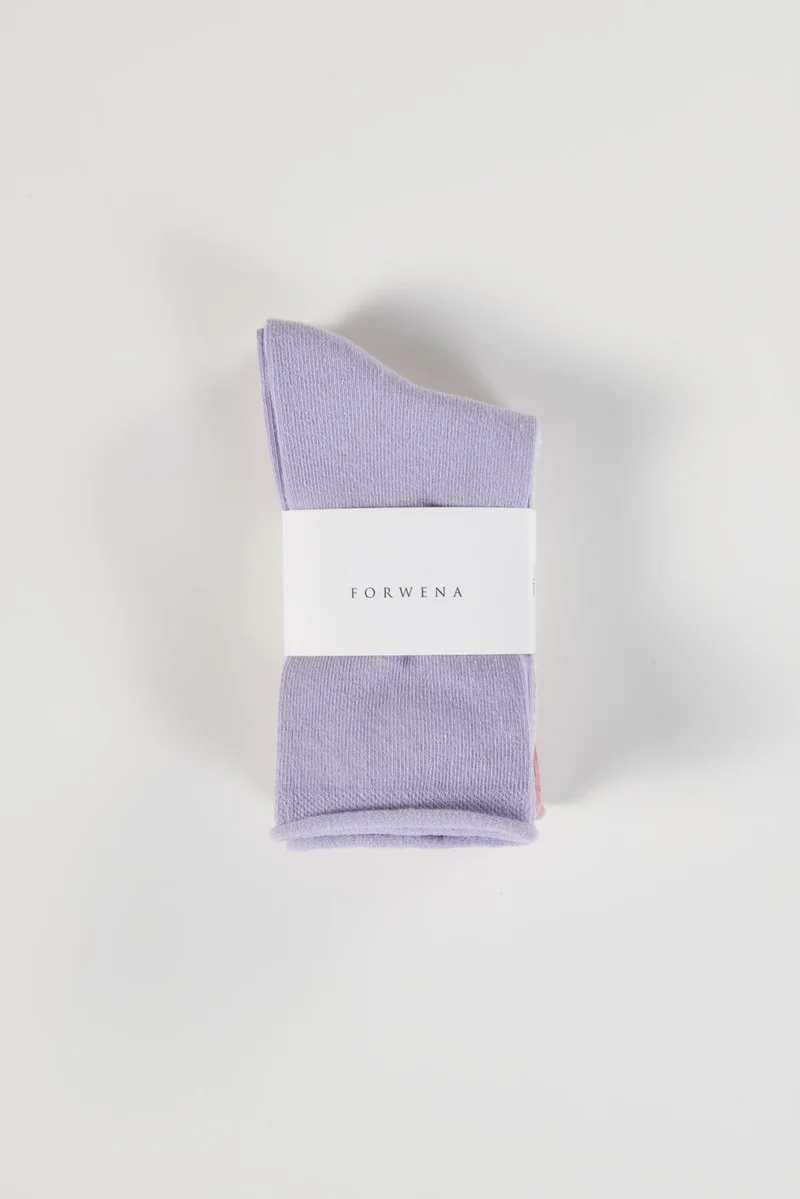 فوروينا 3 Pack Lilac, Pink and Gray Cotton Elastic Seamless Women's Socks
