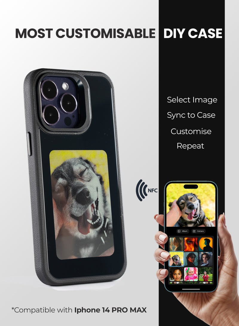 AI Vista iPhone 14 Pro Max – Black Smart Case with NFC, E-Ink Back Display, DIY Image - Image 1
