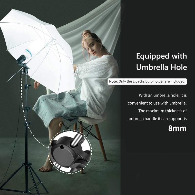 NEEWER E27 Lamp Holder with Light Stand Mount Umbrella Holder, Photography Studio AC Socket for Lamp Bulb Light Stand, 2 Packs - Image 3