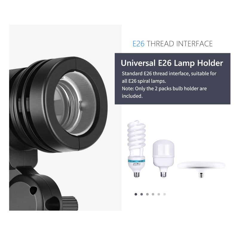 NEEWER E27 Lamp Holder with Light Stand Mount Umbrella Holder, Photography Studio AC Socket for Lamp Bulb Light Stand, 2 Packs - Image 2