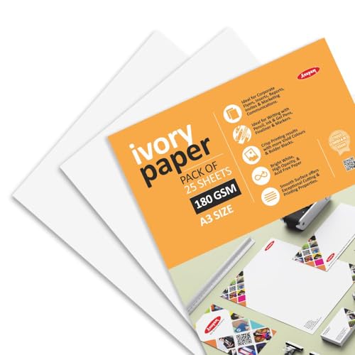 Anupam Ivory Paper - Acid Free - 25 Loose Sheets - 180 GSM - A3 - Art,Craft, Painting and project work - Image 3