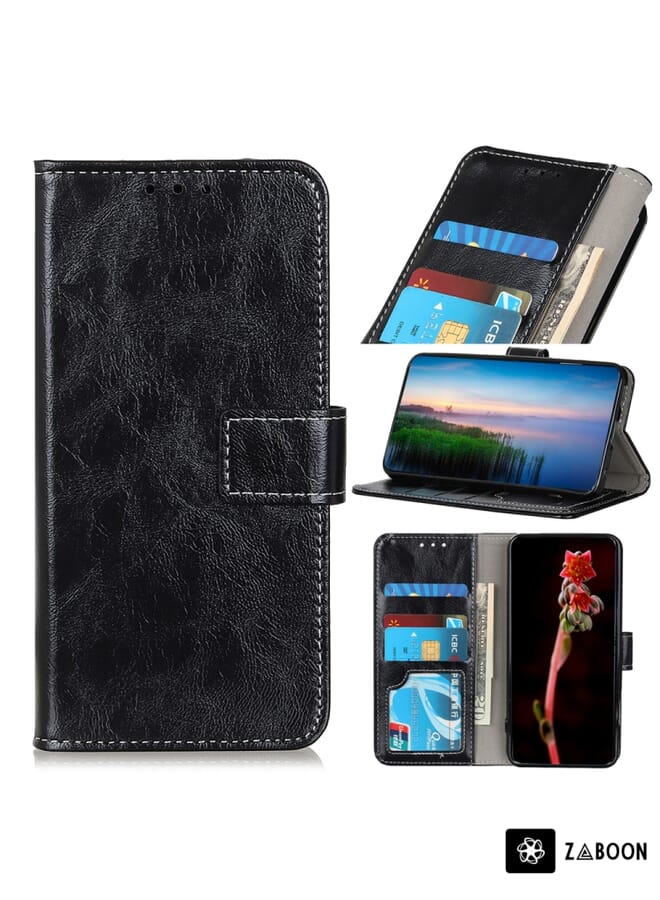 Zaboon Protective Case For OPPO Realme C35 / Realme Narzo 50A Prime Retro Crazy Horse Texture Leather - Image 1