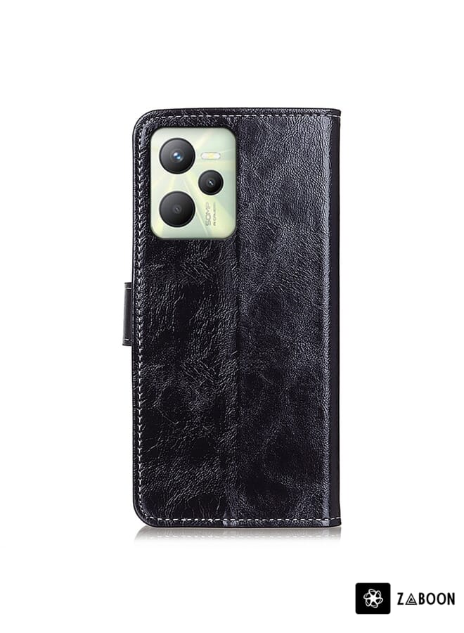 Zaboon Protective Case For OPPO Realme C35 / Realme Narzo 50A Prime Retro Crazy Horse Texture Leather - Image 3