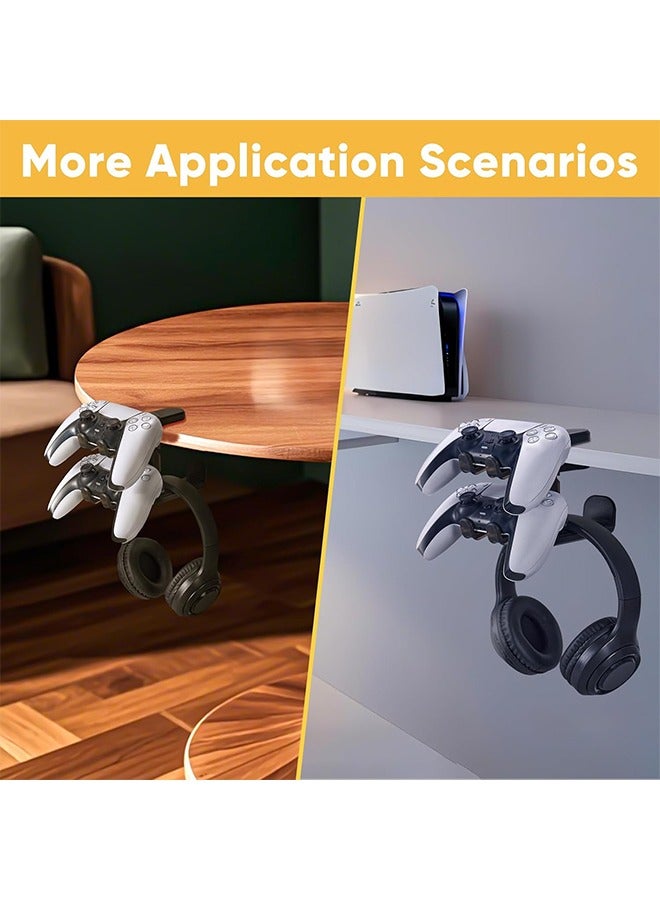 يلا جوي حامل سماعات رأس 3 في 1 تحت المكتب مع مشبك تثبيت قابل للتعديل، وفتحتان لوحدة التحكم وحامل سماعة رأس عالمي، ورف خطاف دوار ومنظم كابلات، للألعاب المنزلية Xbox PS5 - أسود - Image 5